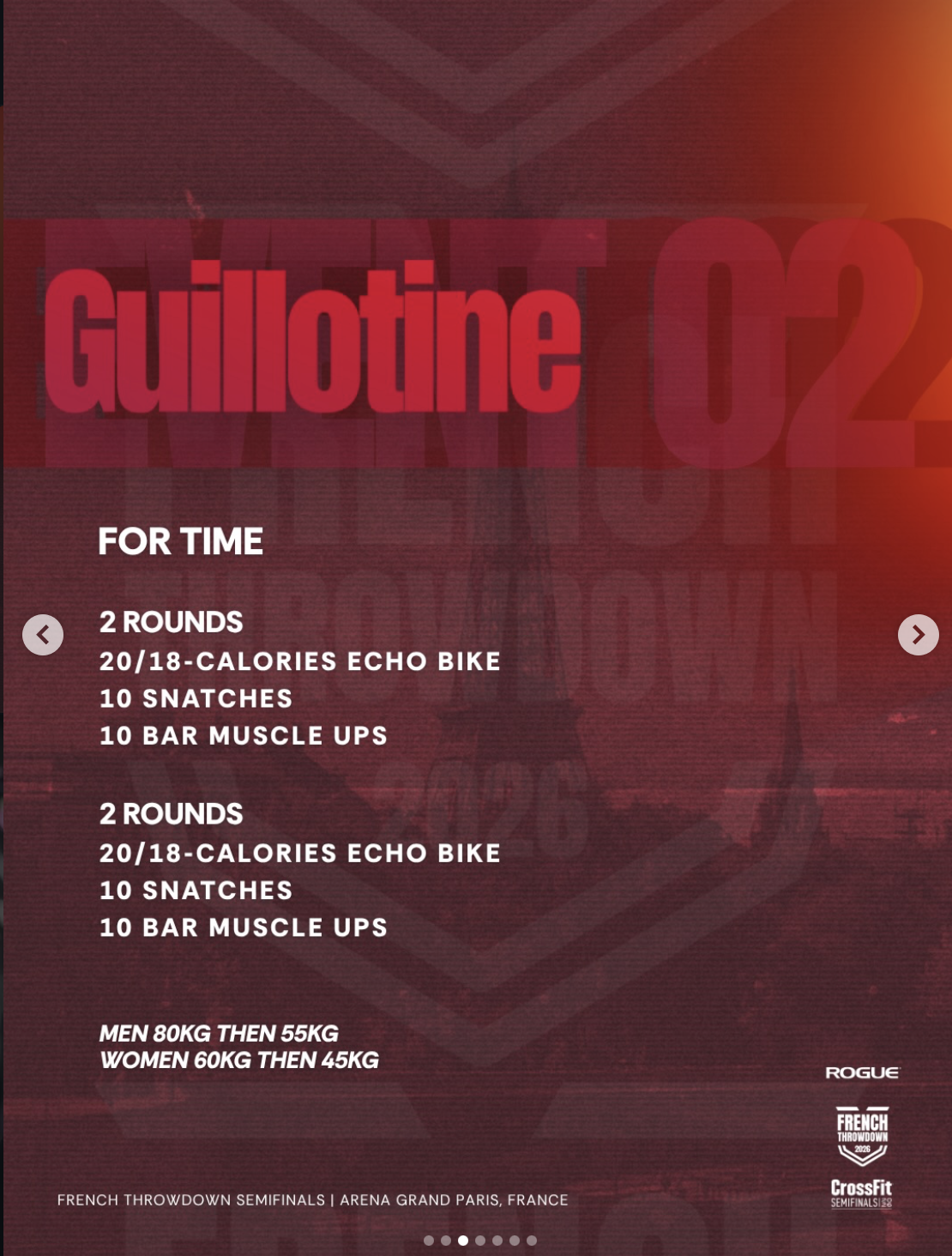 French Throwdown Event 2 Guillotine workout description