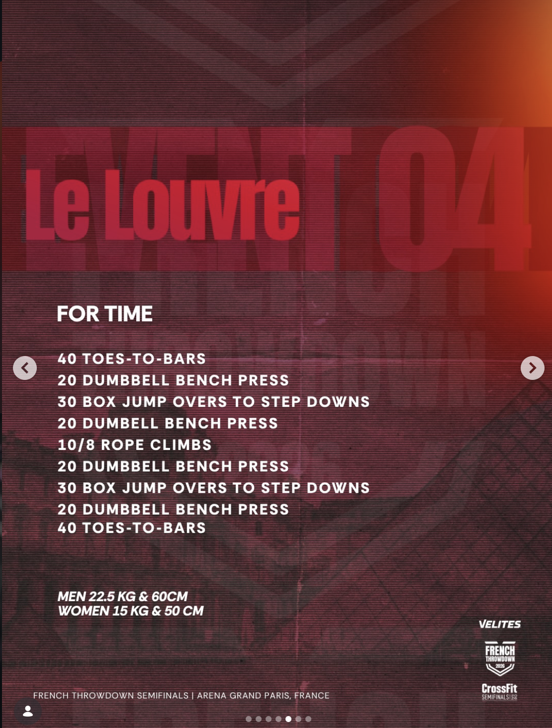 French Throwdown Event 4 Le Louvre workout description