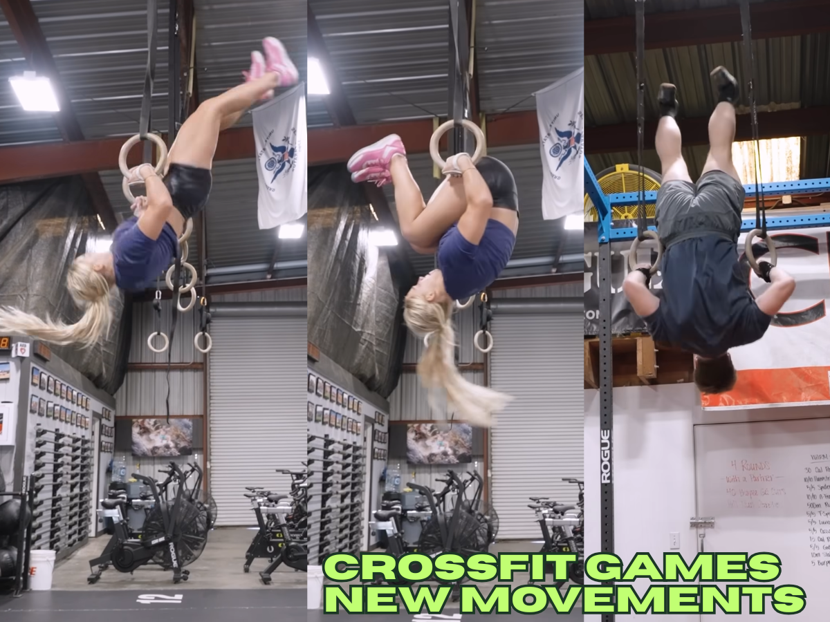 Athletes demonstrating new ring skills for the 2026 CrossFit Games