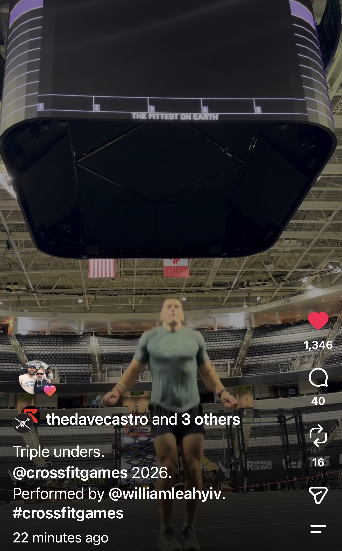 Dave Castro at SAP Center posting Bill Leahy doing triple unders