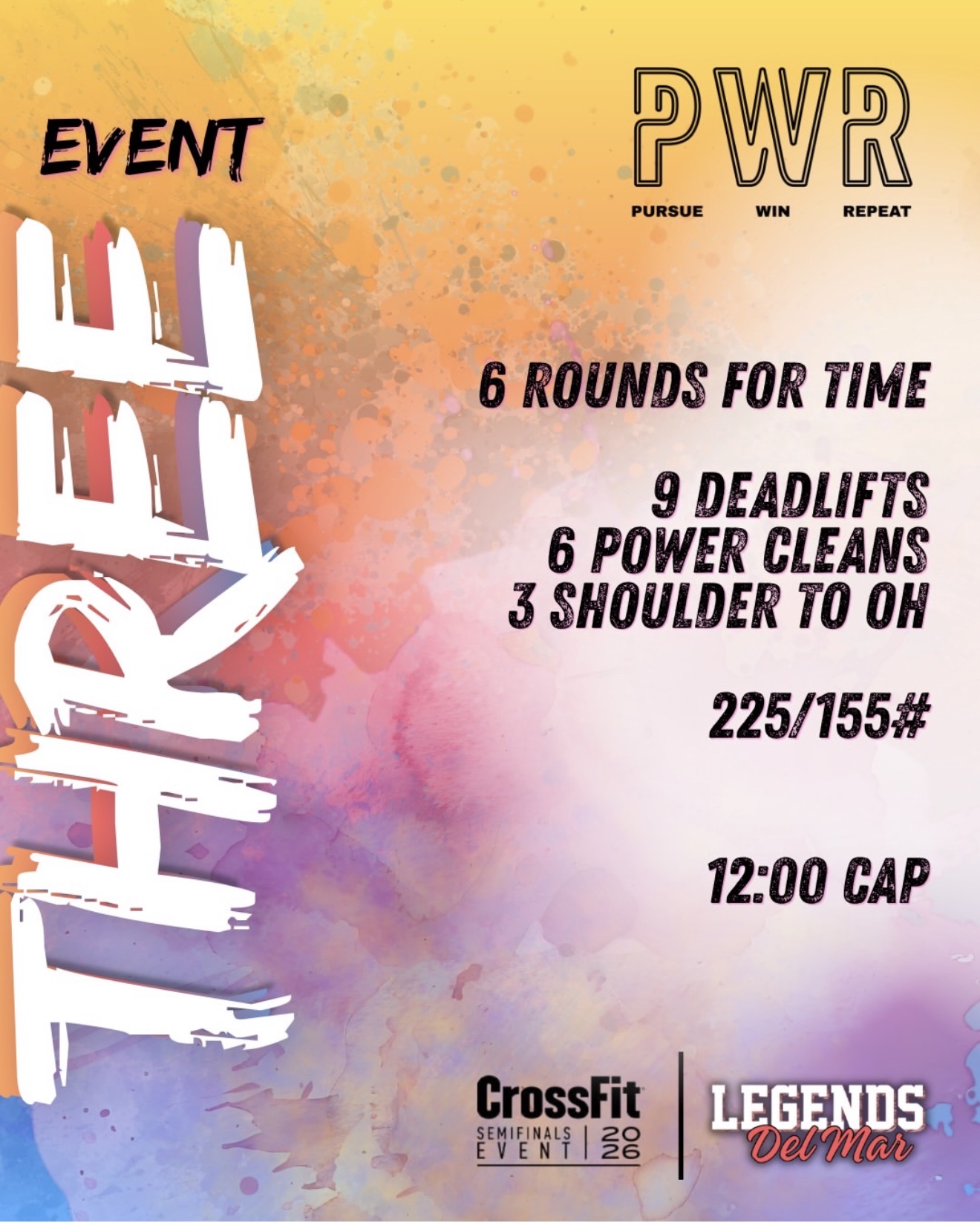 Del Mar Legends Event 3 workout card