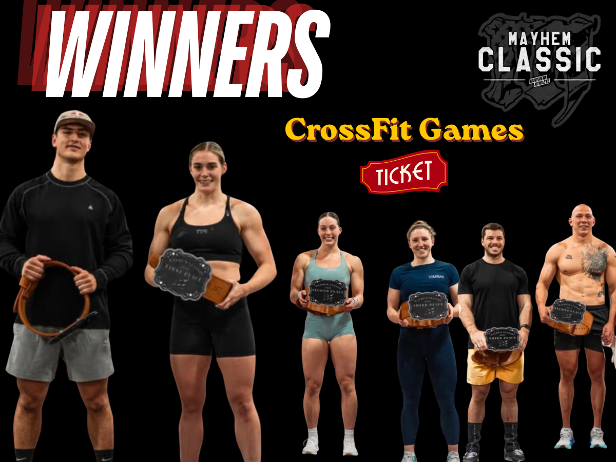 Athletes celebrating on the podium at the Mayhem Classic